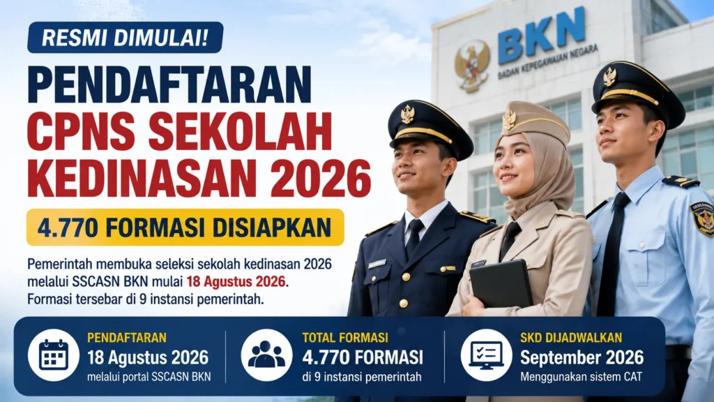 Pendaftaran CPNS Sekolah Kedinasan 2026 Dimulai, 4.770 Formasi Disiapkan
