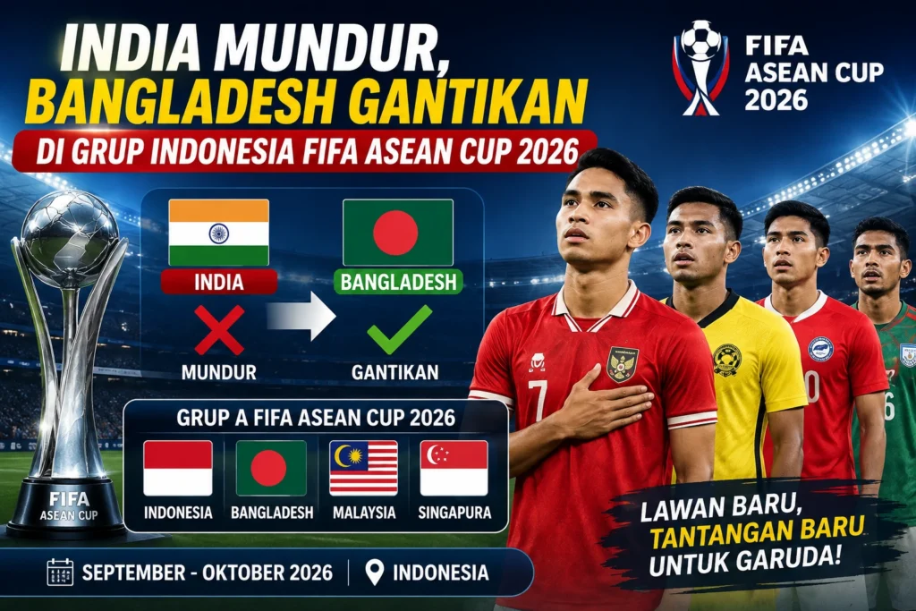 India Mundur, Bangladesh Gantikan di Grup Indonesia FIFA ASEAN Cup