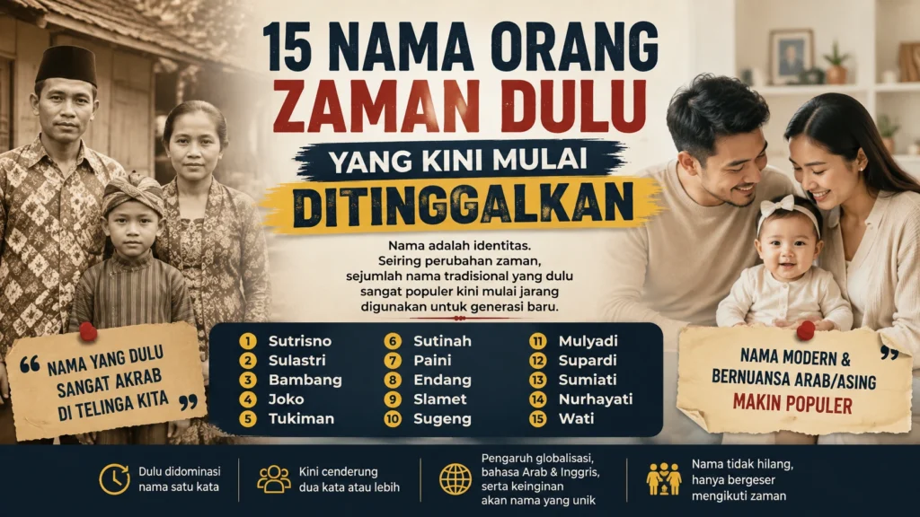15 Nama Orang Zaman Dulu yang Kini Mulai Jarang Dipakai, Ada Sutrisno dan Sulastri