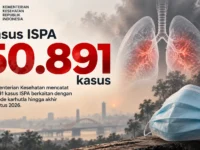 Data Kementerian Kesehatan mencatat 50.891 kasus ISPA selama periode karhutla hingga akhir Agustus 2026.