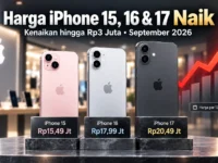 Harga iPhone 15, iPhone 16 dan iPhone 17 naik hingga Rp3 juta pada September 2026