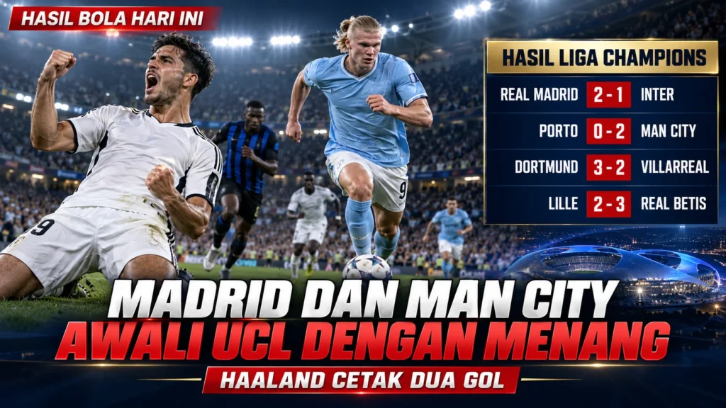 Hasil Bola Hari Ini 9 September 2026: Madrid dan Man City Menang