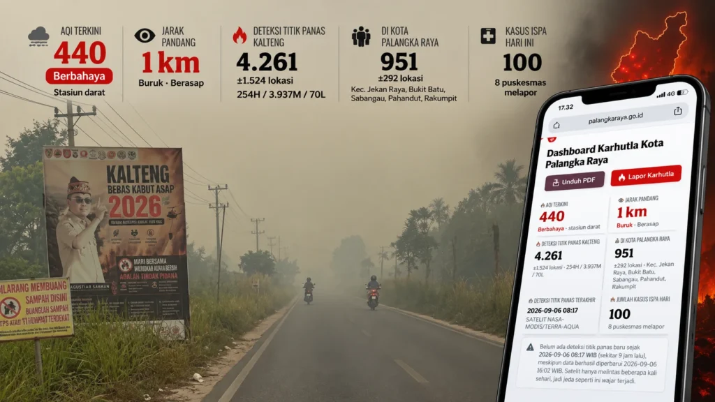 Kabut Asap Makin Pekat, AQI Palangka Raya Tembus 440