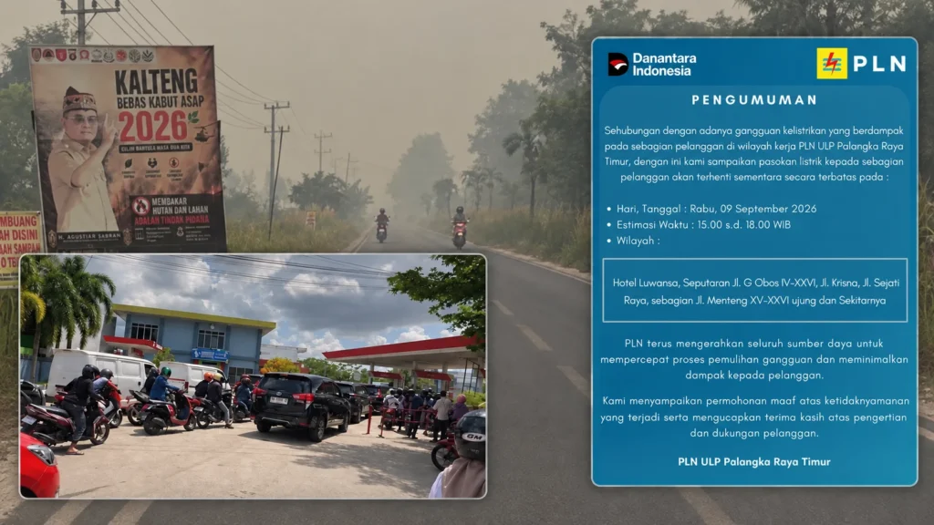 Warga Palangka Raya Dihantam Asap, Antrean BBM dan Listrik Padam