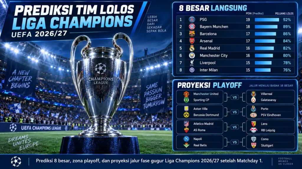 Prediksi Tim Lolos 16 Besar Liga Champions 2026/27, Ini Bagan Playoff