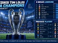 Prediksi tim lolos 16 besar dan bagan playoff Liga Champions UEFA 2026/27