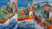 Petugas di kapal membantu evakuasi korban insiden Kapal Virgo Transport 8 di Laut Jawa.