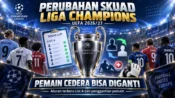 Aturan perubahan skuad pemain Liga Champions UEFA 2026/27