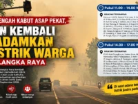Pengumuman PLN ULP Palangka Raya Timur terkait pemadaman listrik saat kabut asap karhutla melanda Palangka Raya