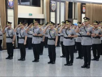 Kapolri Jenderal Polisi Suyudi Ario Seto memimpin sertijab dan pelantikan pejabat tinggi Polri di Mabes Polri, Jakarta, 3 Oktober 2026.