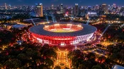 Ilustrasi Stadion Utama Gelora Bung Karno Jakarta menjelang final FIFA ASEAN Cup 2026 Indonesia vs Thailand.