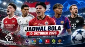 Jadwal bola 10 Oktober 2026, Persija Jakarta, Arsenal, Barcelona, dan Bayern Munchen beserta prediksi skor pertandingan.