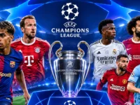Ilustrasi jadwal Liga Champions November 2026 menampilkan Barcelona, Bayern München, Real Madrid, Liverpool, Manchester United, dan Manchester City.
