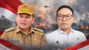 Gubernur Kalimantan Tengah (Kalteng) Agustiar Sabran dan Menko Polkam Dudung Abdurachman dalam kolase editorial terkait penanganan karhutla