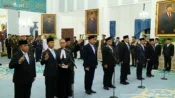 Prosesi pelantikan pejabat baru Kabinet Merah Putih di Istana Negara pada 15 Oktober 2026.